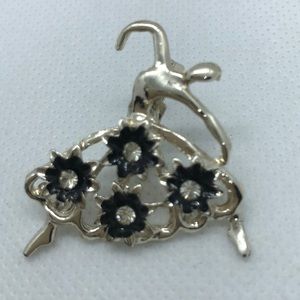 VTG Ballerina Fashion Silver Tone Brooch